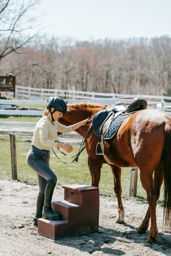 how to get on your horse with a mounting block